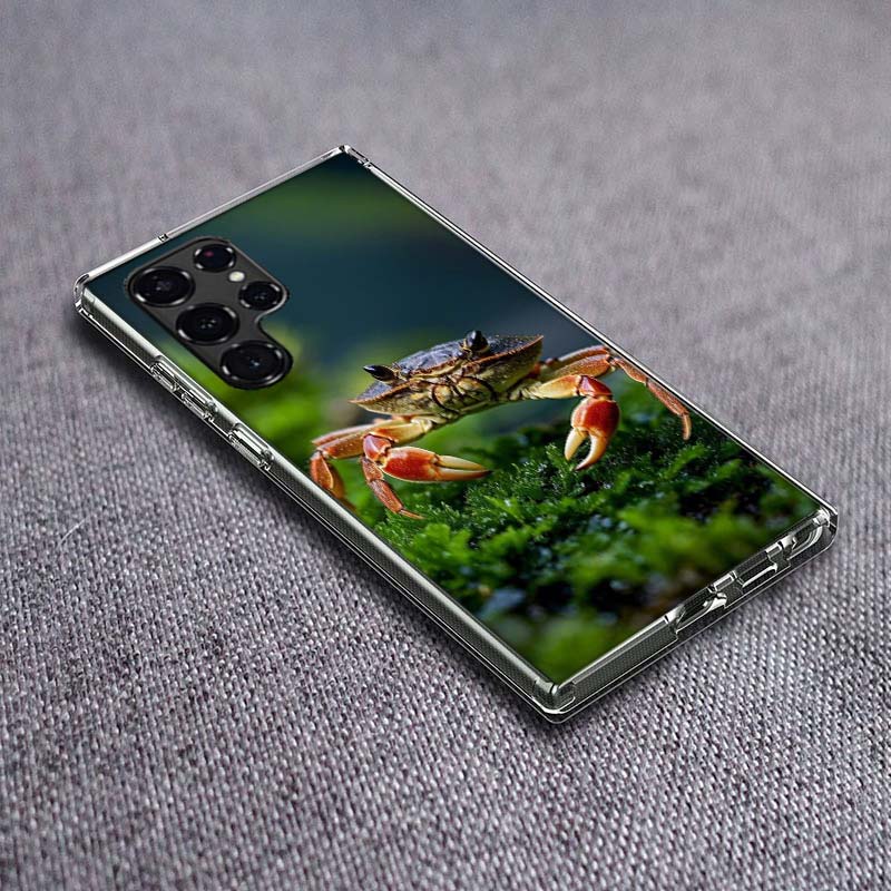 Unique Animal Crab Phone Case For Samsung Galaxy S24 S23 S21 S20 FE S22 S26 Ultra S25 Edge S10 Plus Cover Clear TPU Capa Shell C