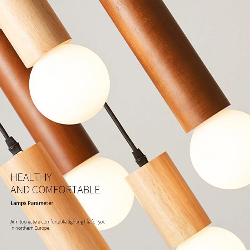 Wooden Nordic Pendant Light Simple Home Decorative Hanging Lamp Living Room Bedroom Bedside Study Interior Illumination Fixtures