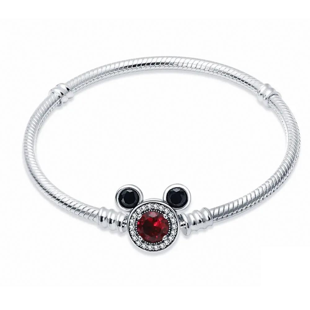 

Mickey Butterfly Clip Snake Chain Bracelet Bangle for Women Round Clasp Femme Bracelet Trinkets Decoration 17cm