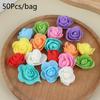 50Pcs Artificial Rose Flower Heads Multicolor Foam Rose Heads For Wedding Bouquet And Diy Crafts Party Home Decorations