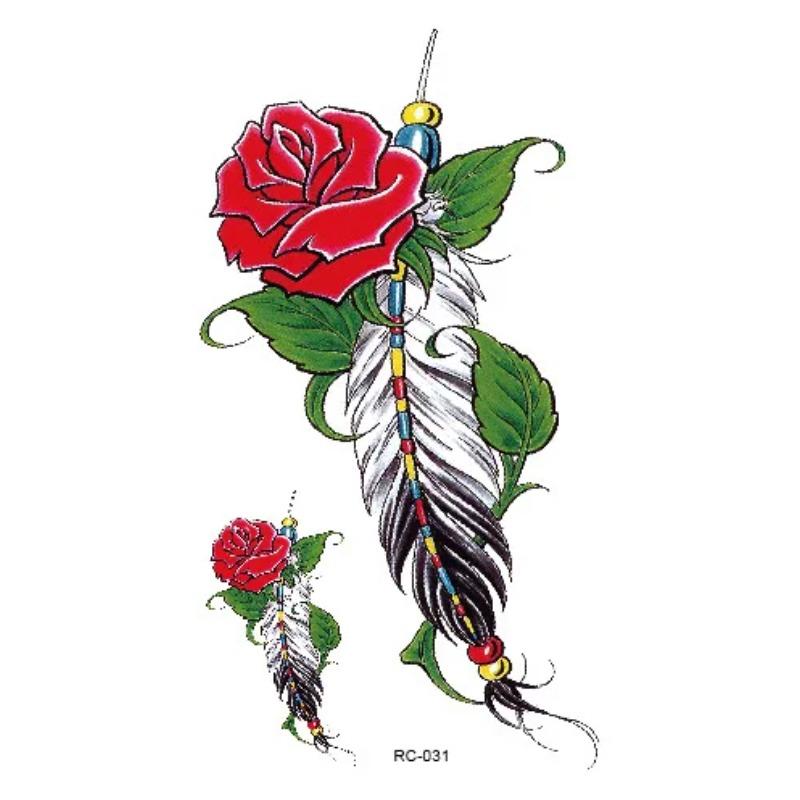 Tattoo-Aufkleber Körper-Make-up Flamme Finger Wasserdicht Temporäre Tattoos Schwarz Quadrat Rose Blume Kunst Flash Fake Tattoos