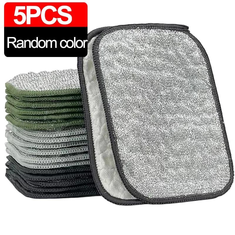 20PCS Wiping Rags Kitchen Scrubber Wire Dishcloth Double-sided Silver Silk Cotton Yarn Cleaning Towel Pot Dish Washing Cloths Scouring Pad