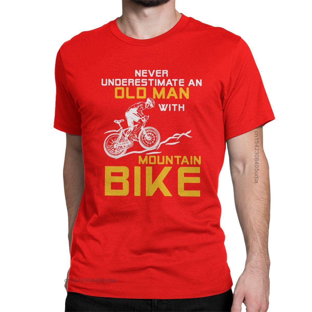 BenberFashion Heren Onderschat Nooit Een Oude Man met Een Mountainbike T-shirt Fiets MTB Katoenen T-shirt voor Mannen Camisas TShirt XL