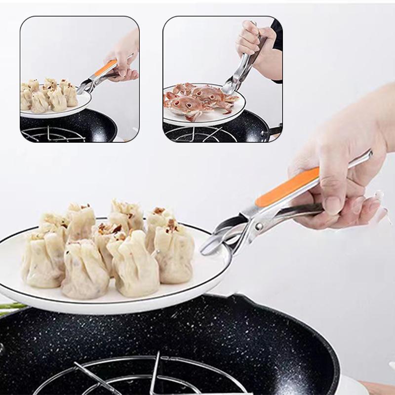 Anti-Scald Gripper Clip  Dish Non-Slip Plate Bowl Clip Retriever Tongs Silicone Handle Bowl Dishes Anti-Scald Kitchen Tool