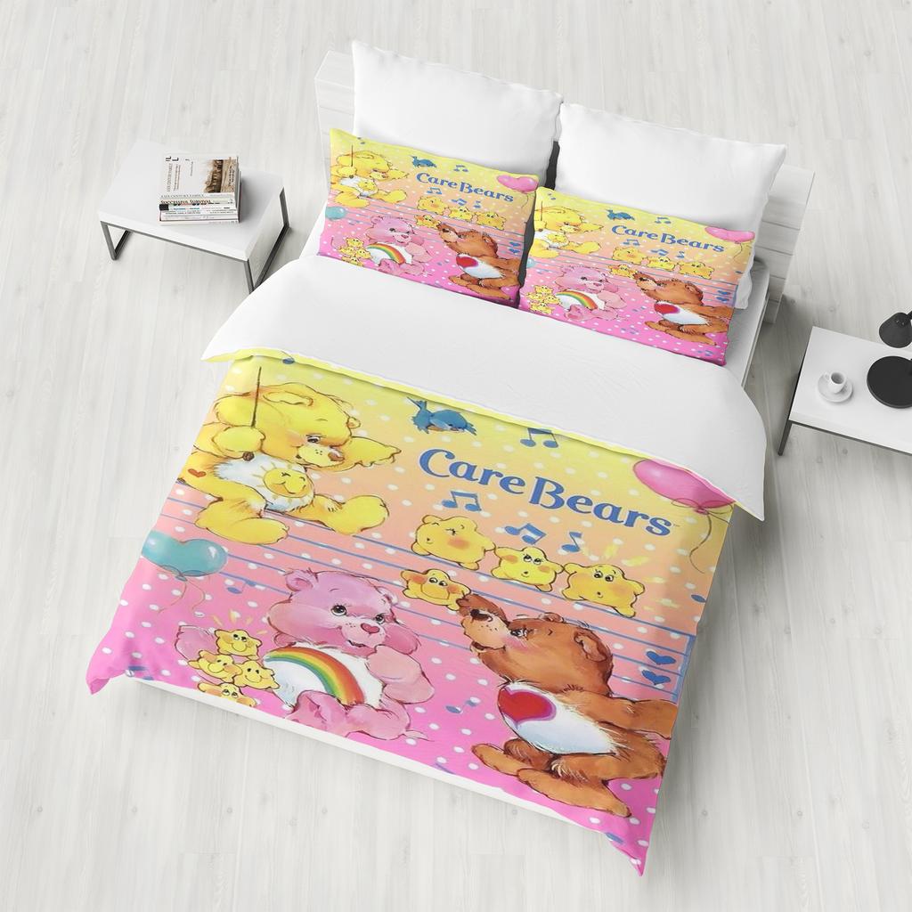 Carebears Care Bears Anime Home Bedroom Comforte Nordic Polyester Material Suitable for Children and Adults 3-piece Set