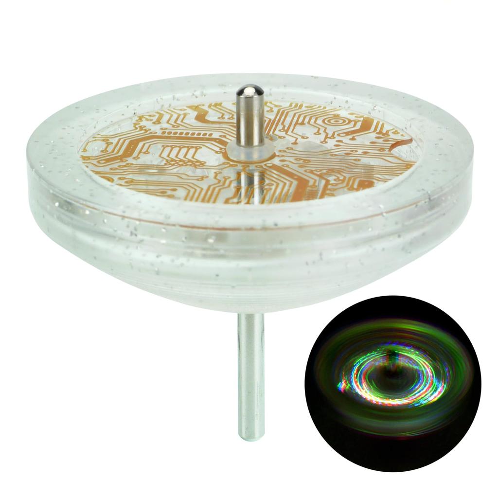 Spin Gear World Championship Certified Throwing Top with 1 String Light-Up Top, Skylark, LED, (Clear Glitter, Multi-LED)
