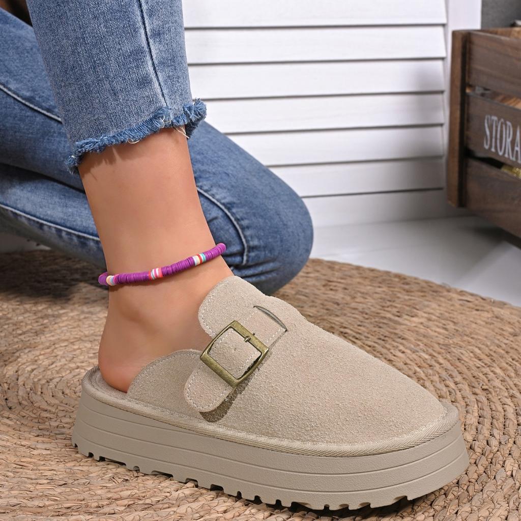 Birkenstock Semi-Slipper Soft Leather Slippers 22 New Flat Slippers Retro Toe Slippers
