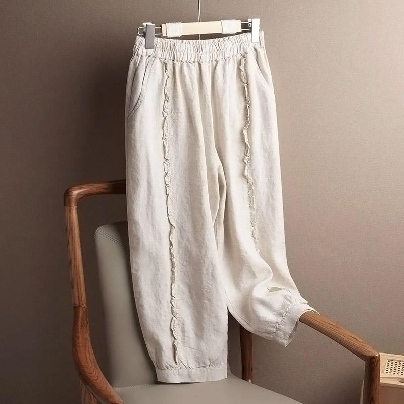 Cotton Pants Summer Women Plus Size Loose Pajama Pants Versatile Casual High-waisted Wide-leg Linen Pants
