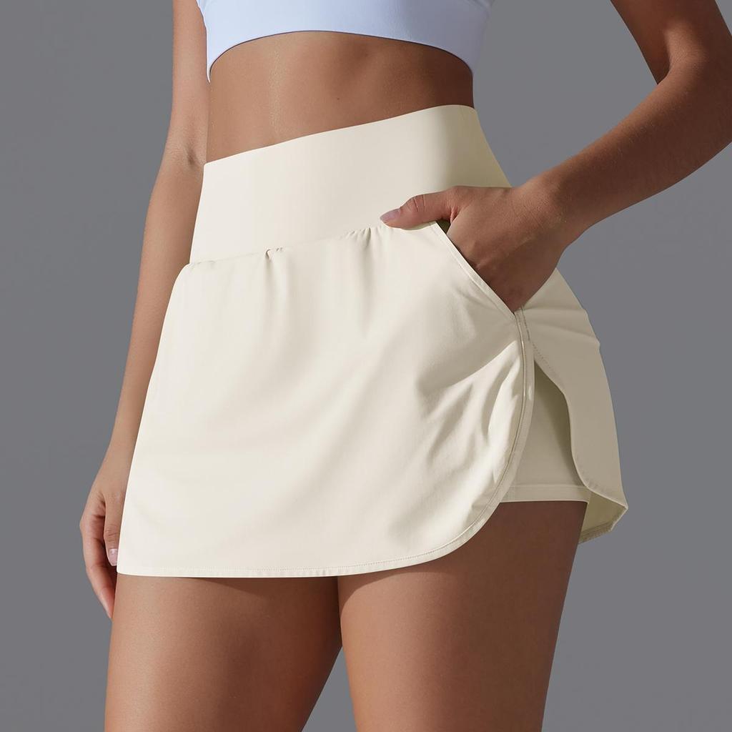 Women Yoga Short Skirts With Porkets Elastic Slim High Waist Sports Skirts Black Summer Hot Girl Skirts