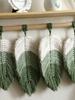 Macrame Wall Hanging Shelf with Leaf Tassels Floating Wall Shelf Boho Rustic Home Decor fo Living Room, Bedroom, Nursery Gift