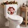 Removable PVC Wall Art Christmas Toilet Stickers, Funny Santa Claus Delivering Tissues Cover Murals Waterproof Lid Tank Seat Decals, Self-Adhesive
