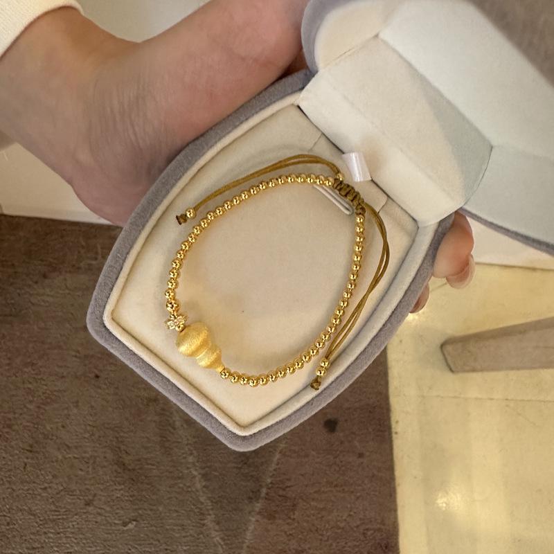 Adjustable Gold-Plated Sterling Silver Gourd Bracelet - Ideal Gift for a Best Friend