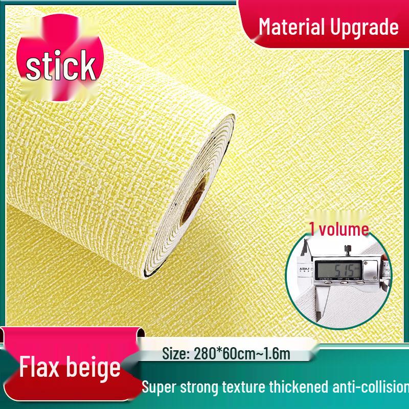 3D Self-Adhesive Linen Wallpaper: Thickened, Moisture-Proof, Light-Blocking, Thermal Insulation, Fire Retardant Aluminum Foil.