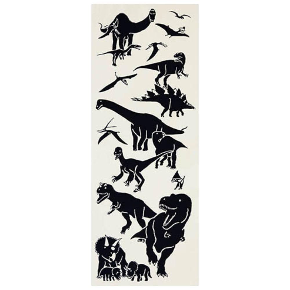 

Tenugui Hand Made in Dinosaur Niwa-zome (Tenugui) Towel, Dyed, 100% Cotton, Japan, чёрный