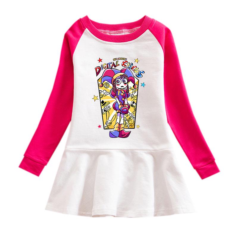 Korean Style Girls' Cartoon Long Sleeve Mesh Princess Dress for Spring & Autumn 2026