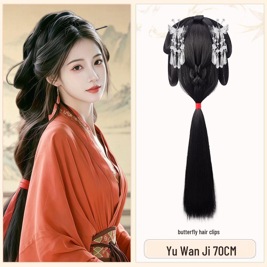 Ancient Hanfu Set: Wei Jin Headdress & Warring States Robe with Bun Styling