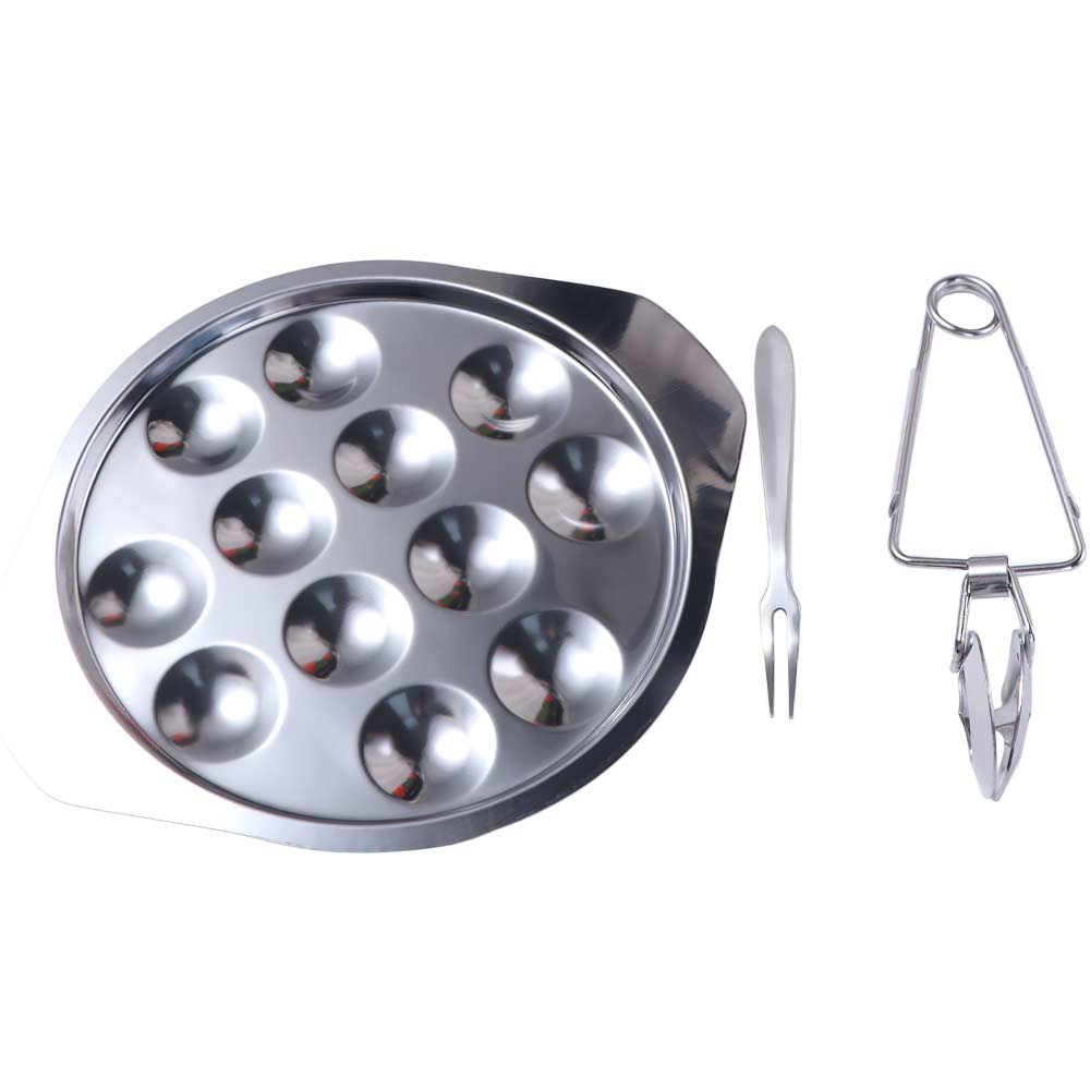 3PCS/SET Round Escargot Serving Tray Elegant Seafood Plates Conch Plates Oyster Plate  Kitchen