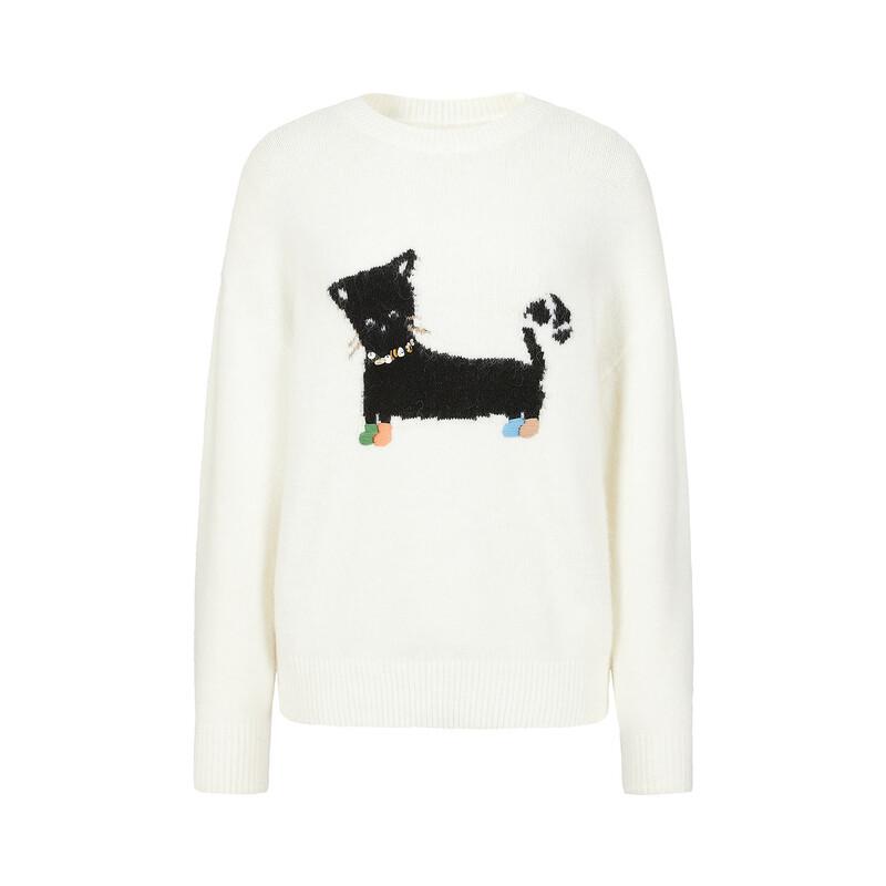 JUZI Annakao Women's Cat Jacquard Wool Sweater