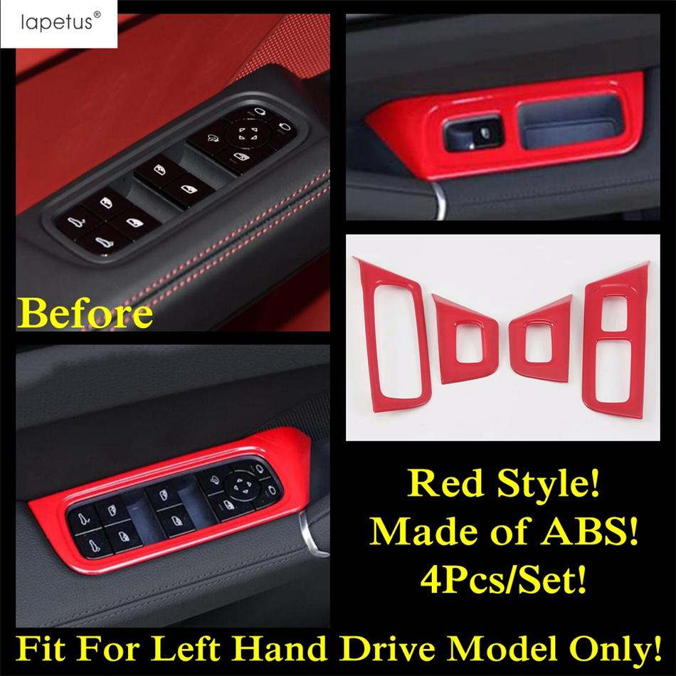 Tête de Levier de Vitesse Rouge / Leve-vitre / Porte-gobelet / Bande de Couverture d'Écran de Tableau de Bord Accessoires de Garniture Pour Porsche Cayenne 2018 -