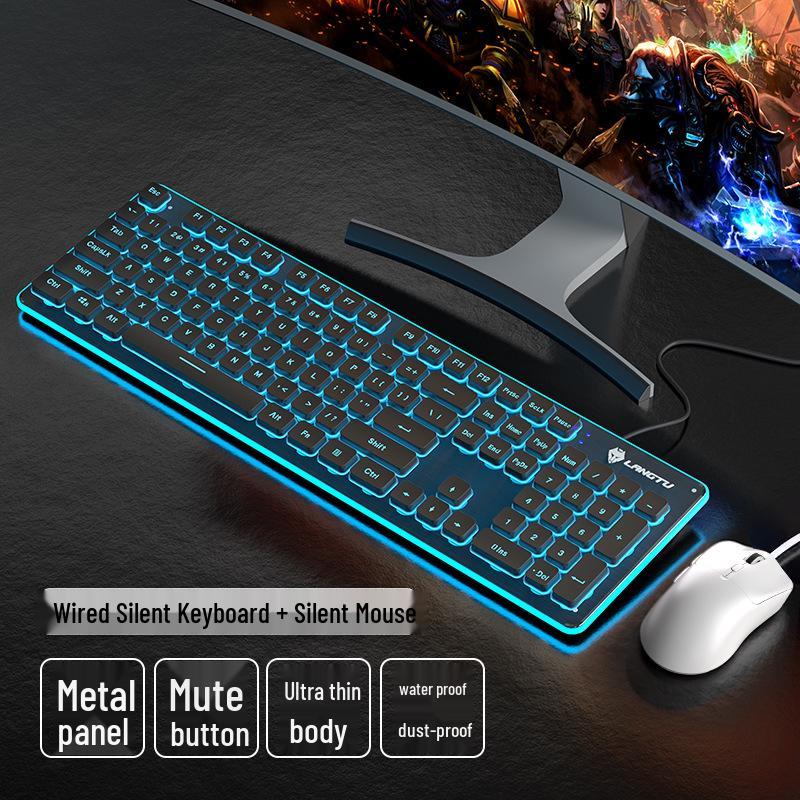 Silent Wireless Wolf Path Keyboard & Mouse Set for Office & Gaming