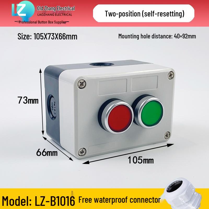 IP65 Waterproof Button Box with Emergency Stop & Indicator Light - 12345-Hole Plastic Enclosure