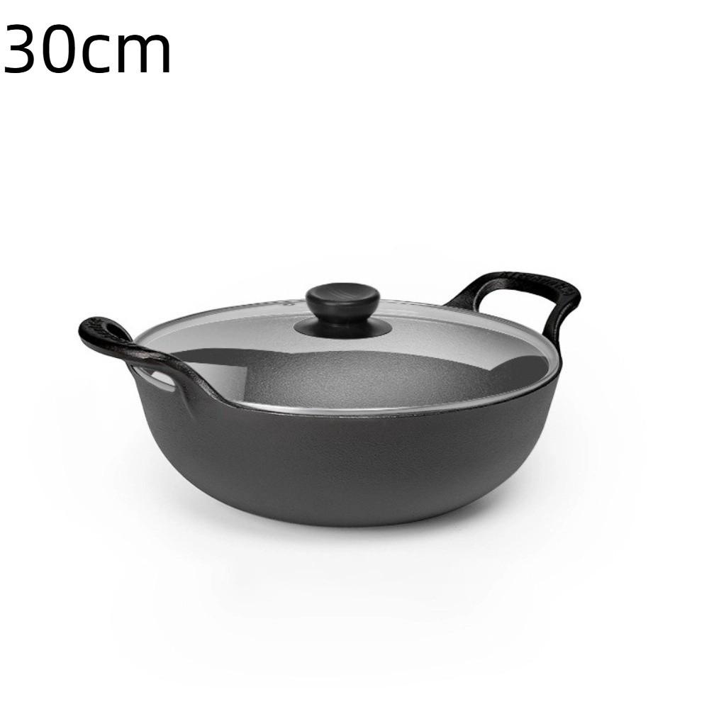 With Lid Cast Iron Pot Hand-forged Cooking Cookware Durable Chinese Wok Pan  Gas Induction Cooker