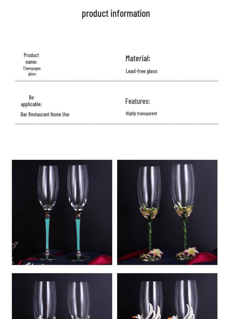 Elegant Enamel Crystal Champagne Flute Set - High-Stem Sparkling Wine Glasses, Perfect for Home or Bar Gifts