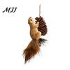 Rustic Woodland Christmas Ornaments Squirrel for Tree, Cute Felt Plush with Pine Creative Holiday Tree Accessories Cone, Hanging Forest Animal