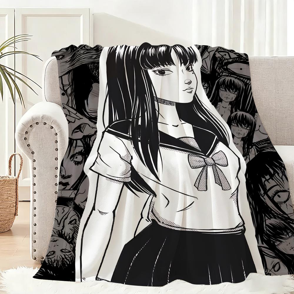 Thriller Movie Junji Ito Tomie Throw Lightweight 240g Flannel Blanket Soft Skin-friendly for Summer Cooling