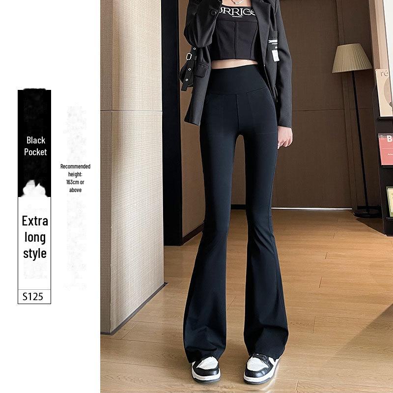 High Waist Black Velvet Flared Yoga Pants for Women - 2025 Autumn/Winter Style