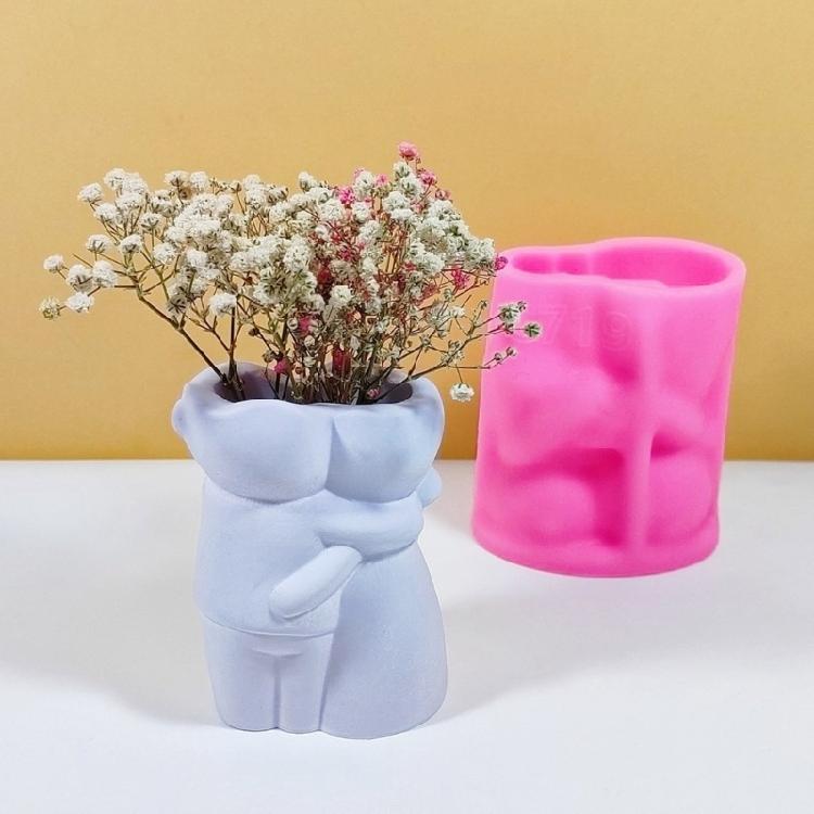 Couple Doll Silicone Mould for Flower Pots Vase Mold Concrete Cement Epoxy Resin