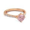 Pink Topaz Classic Pavé Solitaire Ring -925 Sterling Silver Rose Gold Vermeil
