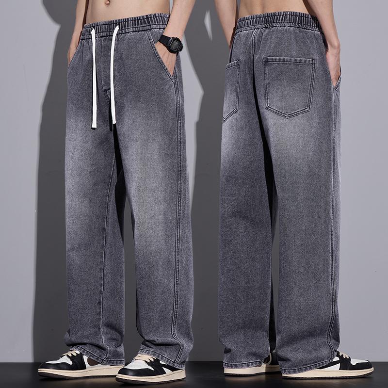 Herrenbekleidung Weite Hosen Baggy Jeans Streetwear Gerade Mode Denim Hosen Y2k Vintage Gewaschen Elastischer Bund Herrenhosen