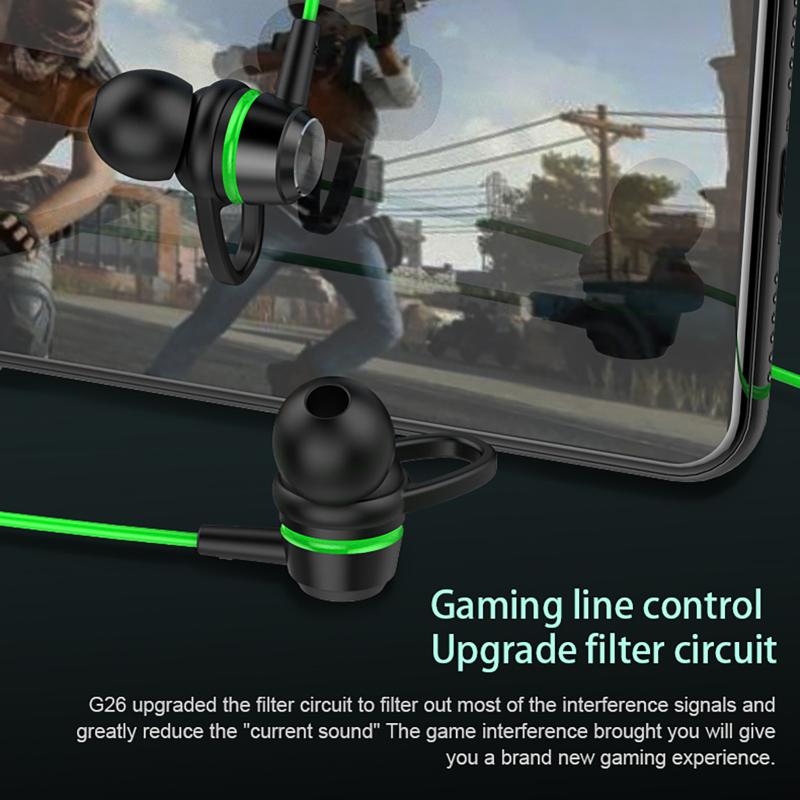G26 Wired 3.5mm Plug In-ear Gaming Headset With Microphone For Mobile Phone Computer