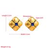 Frauen Retro Quadratische Ohrstecker Titan Stahllegierung Anhänger Ohrringe Acryl Kristall Perle Geometrische Ohrschmuck