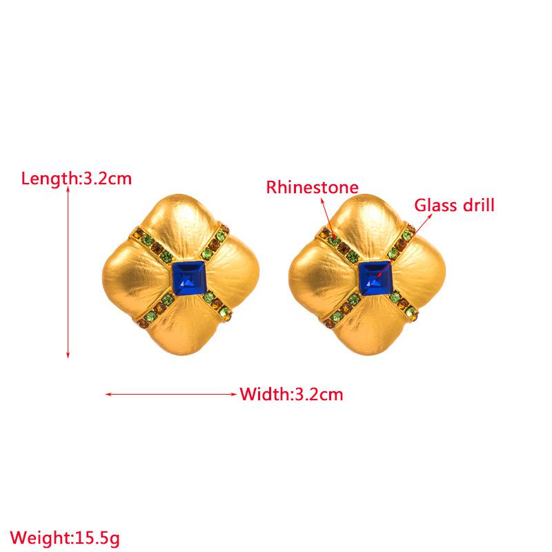 Frauen Retro Quadratische Ohrstecker Titan Stahllegierung Anhänger Ohrringe Acryl Kristall Perle Geometrische Ohrschmuck