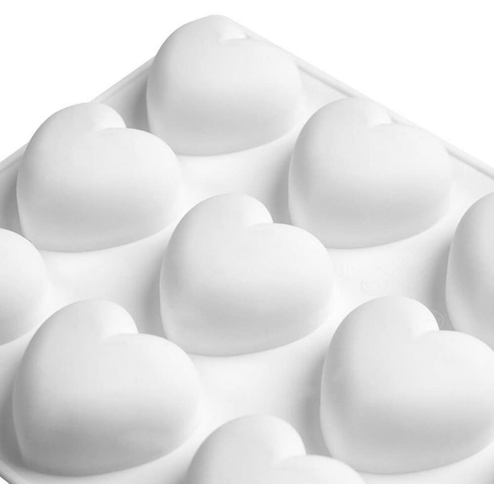Silicone Mousse Cake Mold, Bake-Resistant Dessert Mousse DIY Chocolate Soap Candle Mold, 15-Cavity Heart Shape