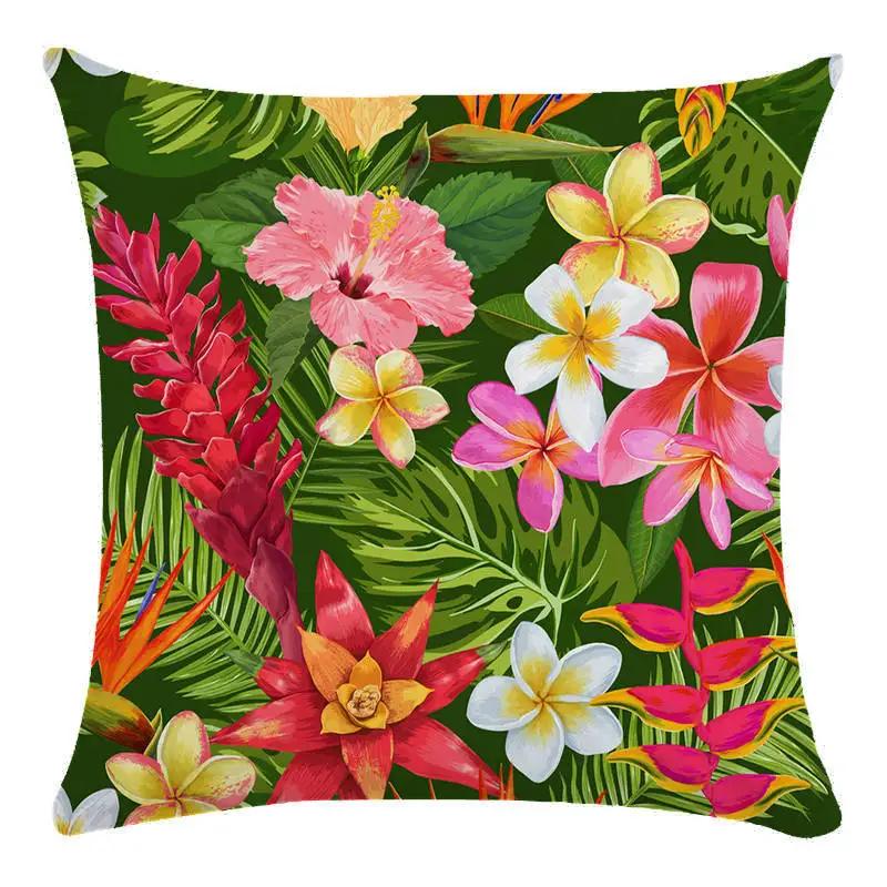 Colorful Parrot Flower Oil Painting Pattern Cushion Cover Sofa Decorative Pillow Cover Floral Pillowcase Home Decor 45X45Cm