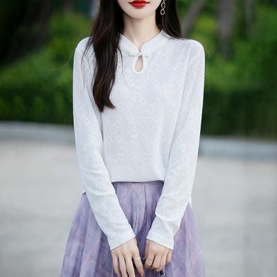 Spring and Autumn Improved Semi-high-neck Knitted Sweater, Women's Base Shirt, Cheongsam Collar, New Chinese-style Stand-up Collar