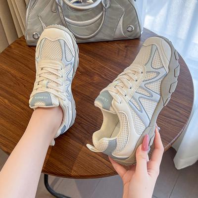 Mesh Breathable Thick-soled German Training Shoes Women's 2025 Autumn New Imitation Leather Color Matching Small Sports and Leisure Shoes