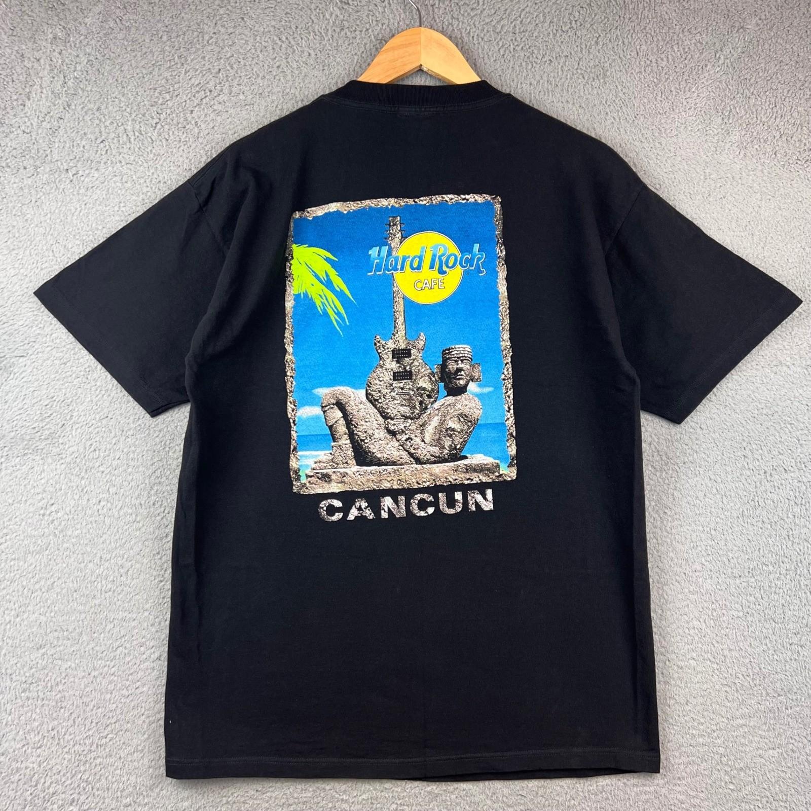 T-ShirtVintage Hard Rock Cafe Cancun Mens Graphic T Shirt Black Large Cotton XL