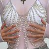 Pearl Chain Tassel Halter Body Chain Top