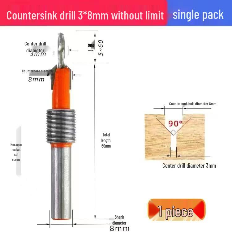 Alloy Head Countersink Drill Bit for Woodworking and Screw Installation