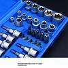 34Pcs 3/8Inch Drive Socket Set Screwdriver Bit Torxes Star Bit Socket Professional Car Repair Tool with Box