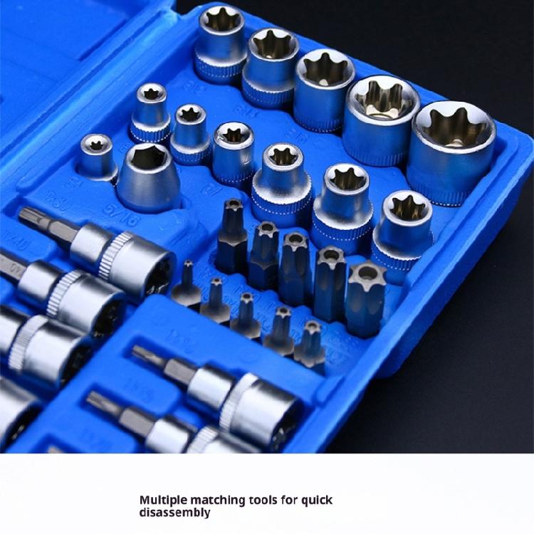 34Pcs 3/8Inch Drive Socket Set Screwdriver Bit Torxes Star Bit Socket Professional Car Repair Tool with Box