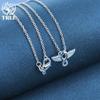 925 Sterling Silver 18 Inches Angel Wings Pendant Necklace Jewelry