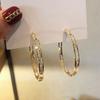Charm Fashion Gold Color Geometric Hollow Circle Hoop Earrings for Women Charm Stainless Steel Zircon Dangle Party Jewelry Gift
