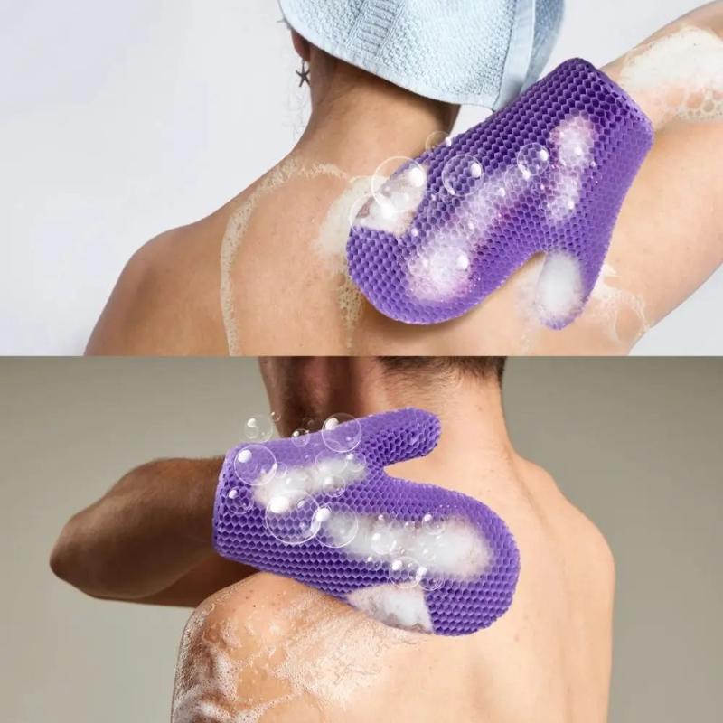 New Honeycomb Tpu Exfoliating Shower Glove - Quick-Drying Body Scrubber Sponge For Bathroom