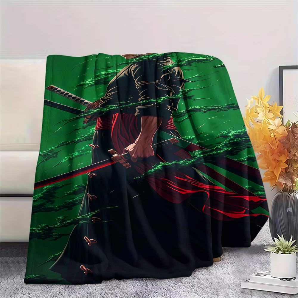 1PC Roronoa Zoro Patterned Flannel Blanket Suitable For All Seasons For Home Decor Warmth And Comfort Gifts Holiday Present