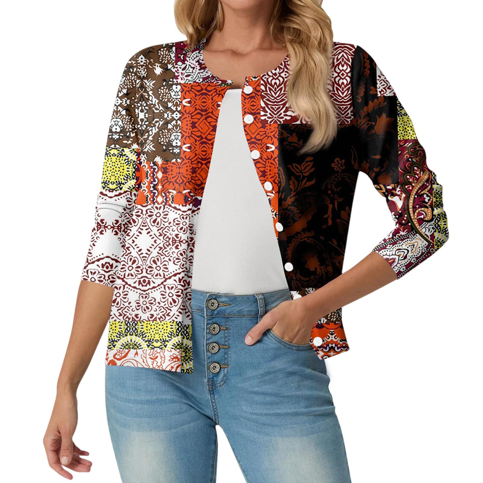 

Женский модный, повседневный, удобный кардиган с цветочным принтом L тёмно-синий